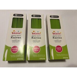60 Green Amscan BRAVA Premium Heavy Duty Reusable Dishwasher Safe Plastic Knives